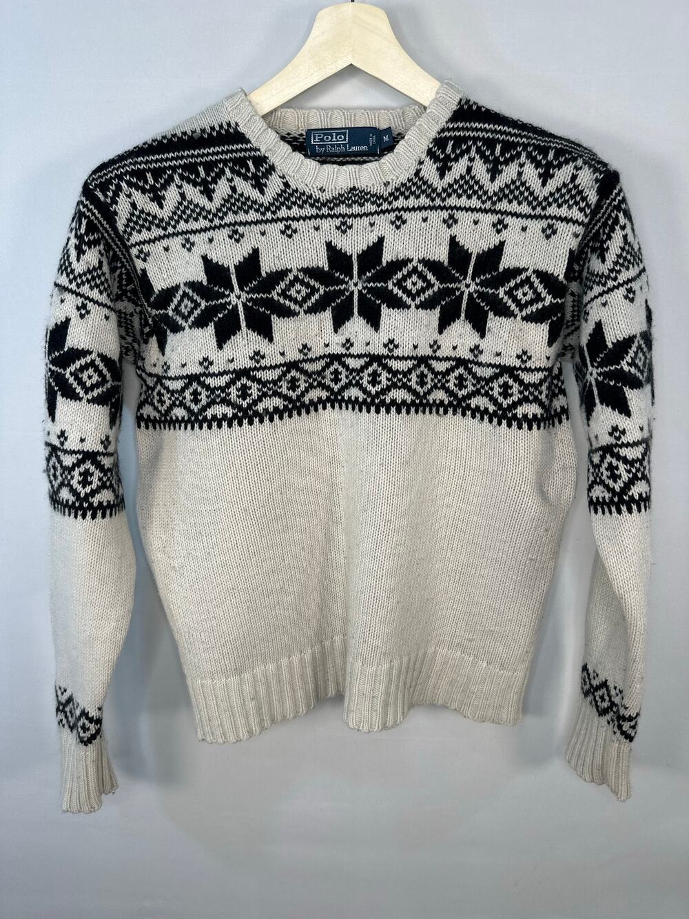 Polo Ralph Lauren Fair Isle Snowflake Cotton Cashmere Crewneck Sweater Size MD